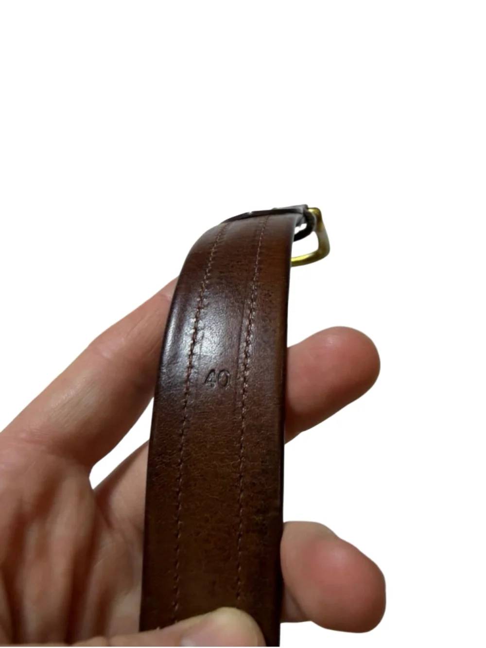 Polo Ralph Lauren Brown Leather Brass Buckle Equestrian Belt Size 40